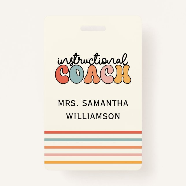 Custom Instructional Coach Educational Coach Retro Badge (Front)
