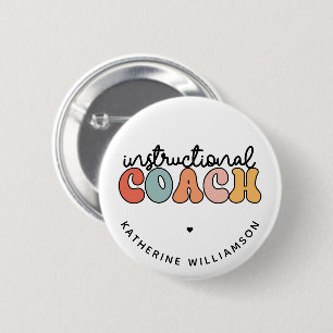 Custom Instructional Coach Educational Coach Retro Button
