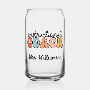 Custom Instructional Coach Educational Coach Retro Can Glass