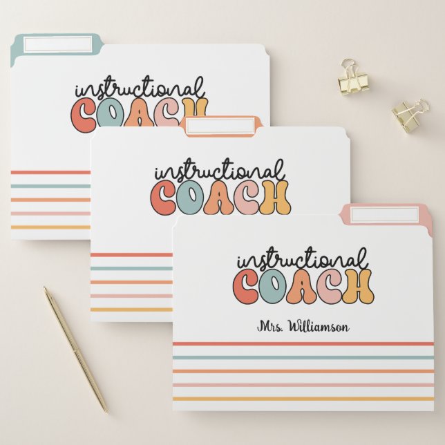 Custom Instructional Coach Educational Coach Retro File Folder (Set)