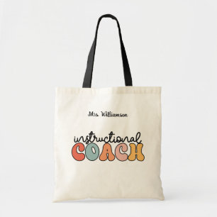 Custom Instructional Coach Educational Coach Retro Tote Bag