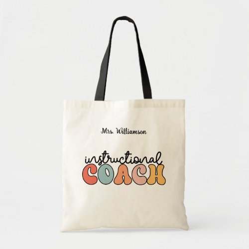 Custom Instructional Coach Educational Coach Retro Tote Bag