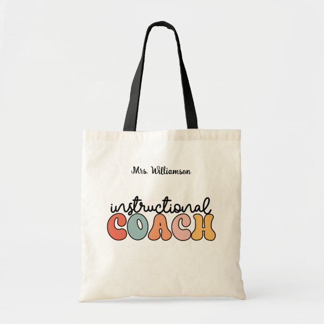 Custom Instructional Coach Educational Coach Retro Tote Bag (Front)