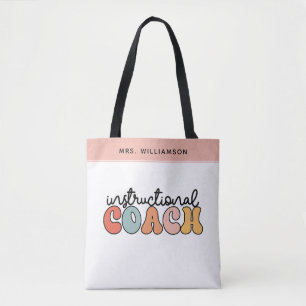 Custom Instructional Coach Educational Coach Retro Tote Bag