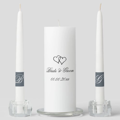 Custom interlocking heart wedding unity candle set