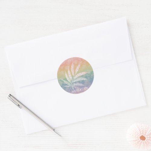 Custom invitation Pastel Rainbow Asanoha leaf Classic Round Sticker