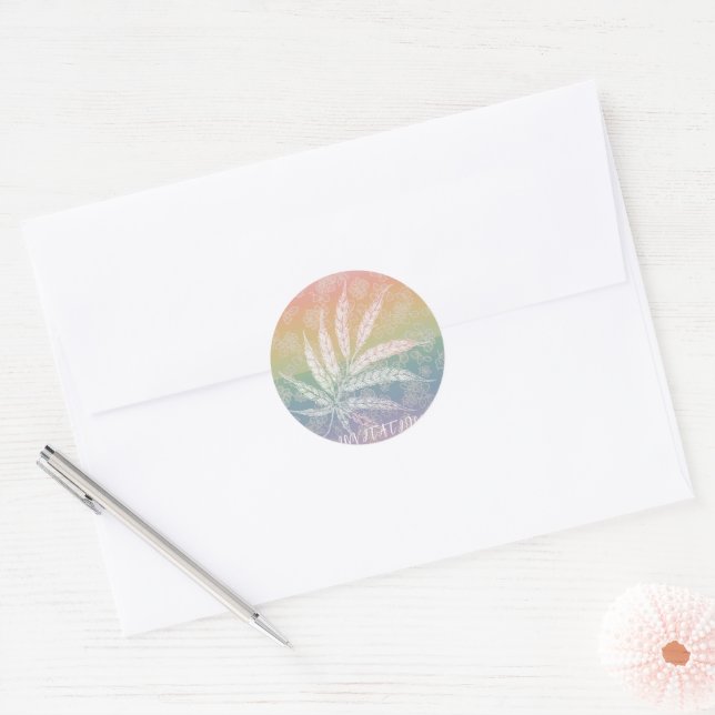 Custom invitation Pastel Rainbow Asanoha leaf Classic Round Sticker (Envelope)