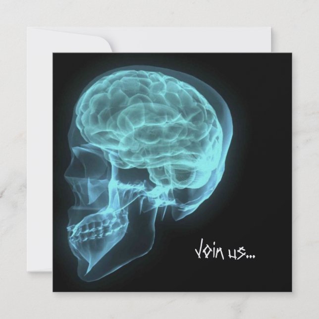 CUSTOM INVITES - Blue Neon Side View X-ray Skull (Front)