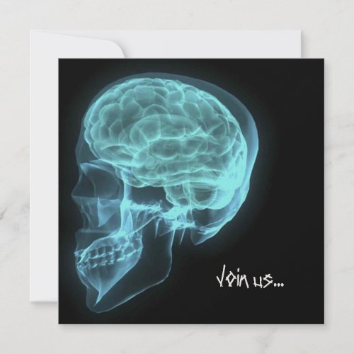 CUSTOM INVITES - Blue Neon Side View X-ray Skull