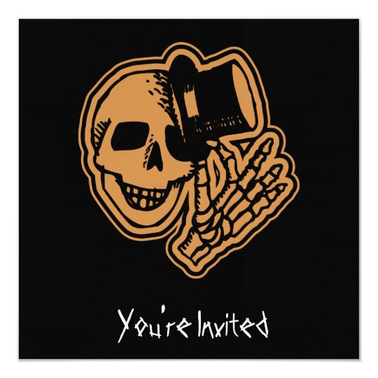 CUSTOM INVITES - Skull Top Hat Gentleman Orange