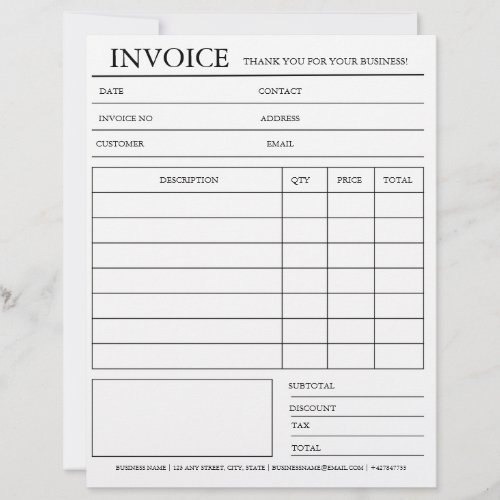 Custom Invoice & Receipt Notepad Letterhead