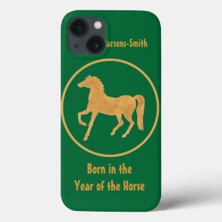 Custom iPad Case: Gold-effect Horse Pattern iPhone 13 Case