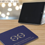 Custom iPad Case with Logo<br><div class="desc">Elevate your business image with this sleek and customizable iPad case, perfect for professionals looking to showcase their brand. Designed in timeless navy blue and gold, this case offers a modern, minimalist look while featuring space for your business logo, company name, website, and contact information. Ideal for corporate employees, small...</div>