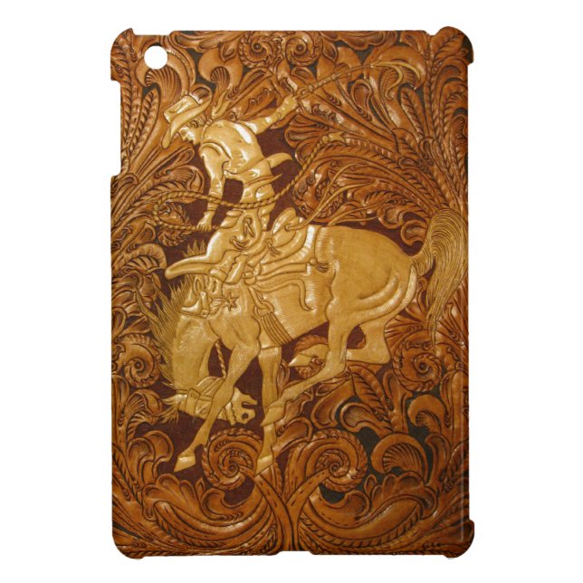 Custom iPad mini cover w/ tooled leather (Back)
