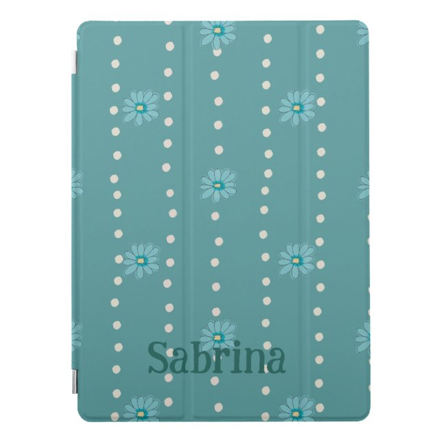 Custom iPad Protective Case Green Floral & Dot  (Front)