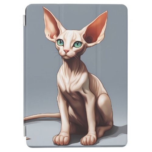 Custom Ipad Smart Cover Pink Gray Elf Sphynx Cat 