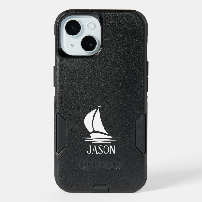 Custom iPhone 15 Otterbox case with sailboat logo (Back)