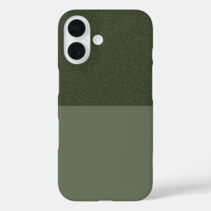 Custom iPhone 16 Case – Glitter & Matte Moss Green