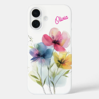 Custom Iphone 16 Phone Case Watercolor Floral