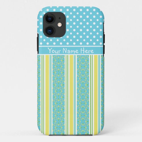 Custom iPhone 55s Case Daffodils Stripes Polkas iPhone 11 Case