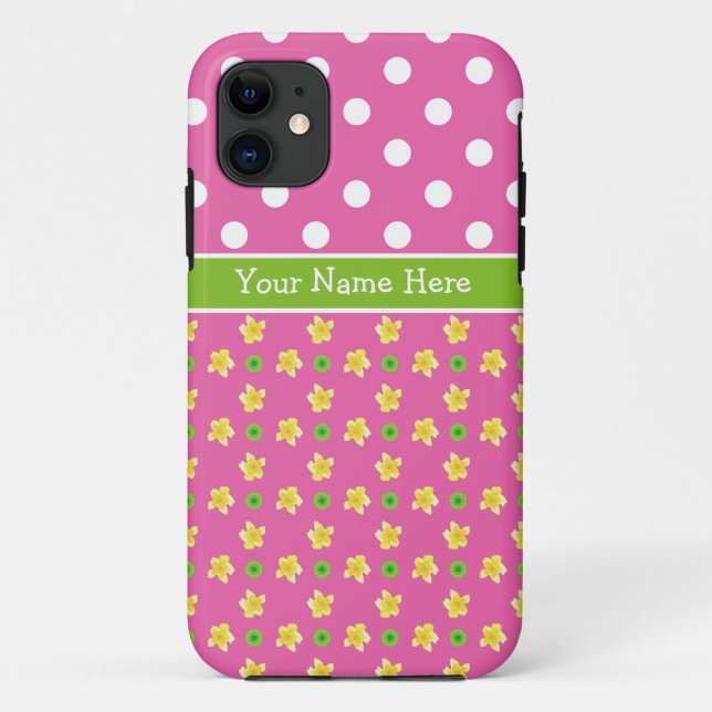 Custom iPhone 5/5s Case: Primroses, Polka Dots Case-Mate iPhone Case (Back)