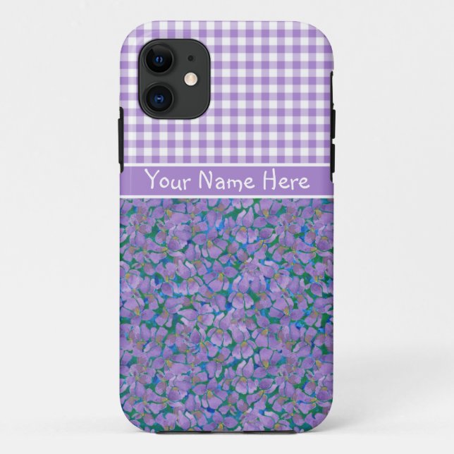 Custom iPhone 5/5s Case, Violets and Check Gingham Case-Mate iPhone Case (Back)