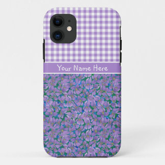 Custom iPhone 5/5s Case, Violets and Check Gingham iPhone 11 Case