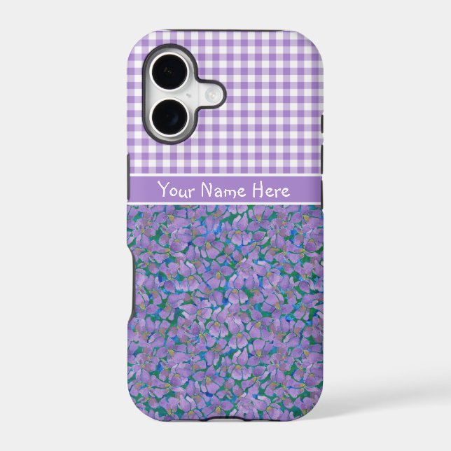 Custom iPhone 5/5s Case, Violets and Check Gingham Case-Mate iPhone Case (Back)