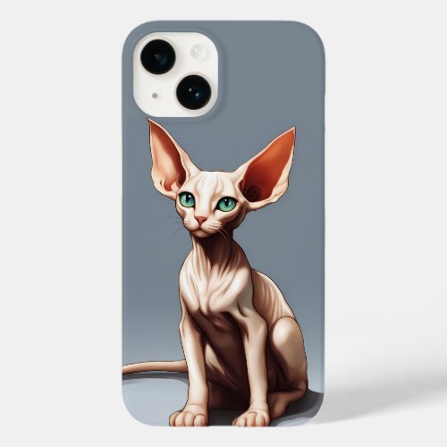 Custom Iphone Case Pink Gray  Elf Sphynx Cat Art 