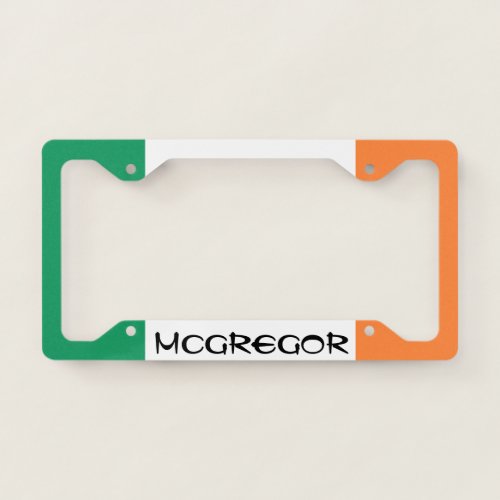 Custom Ireland Flag Last Name License Plate Frame