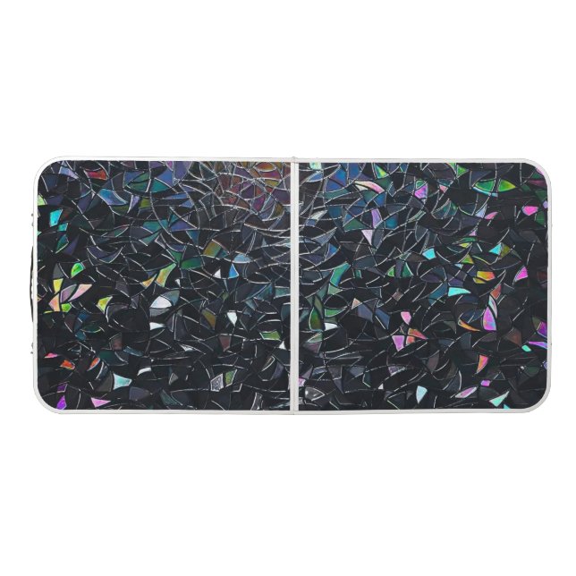 Custom Iridescent Abstract Stained Glass Pattern Beer Pong Table (Top)