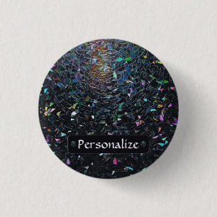 Custom Iridescent Abstract Stained Glass Pattern Button
