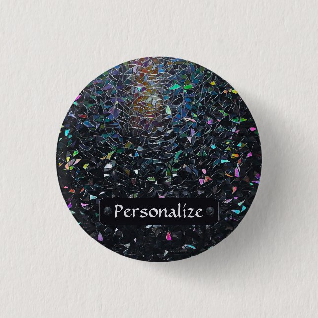 Custom Iridescent Abstract Stained Glass Pattern Button (Front)
