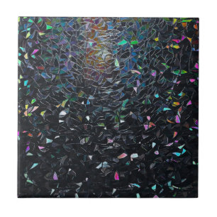 Custom Iridescent Abstract Stained Glass Pattern Ceramic Tile