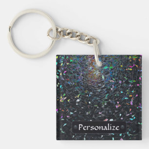 Custom Iridescent Abstract Stained Glass Pattern Keychain