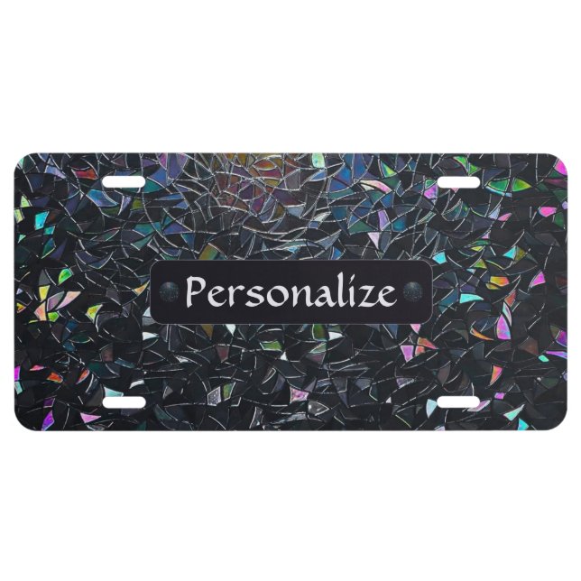 Custom Iridescent Abstract Stained Glass Pattern License Plate (Front)