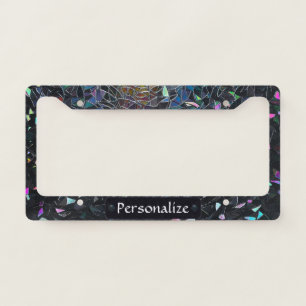 Custom Iridescent Abstract Stained Glass Pattern License Plate Frame