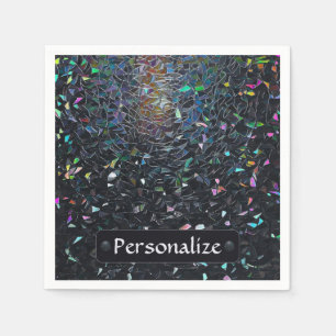 Custom Iridescent Abstract Stained Glass Pattern Napkins