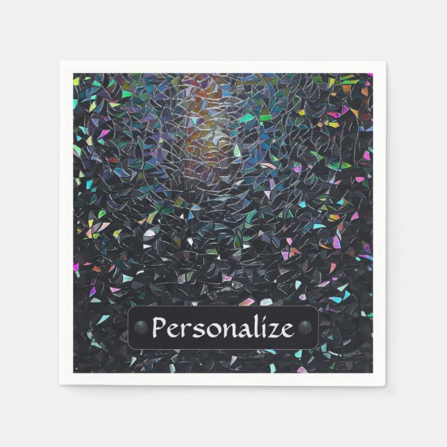 Custom Iridescent Abstract Stained Glass Pattern Napkins (Front)