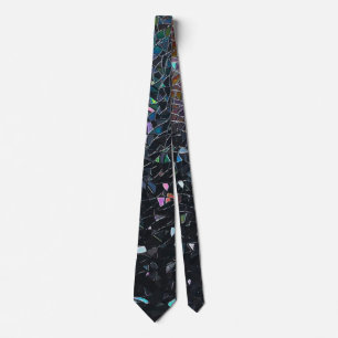 Custom Iridescent Abstract Stained Glass Pattern Neck Tie