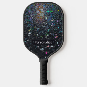 Custom Iridescent Abstract Stained Glass Pattern Pickleball Paddle