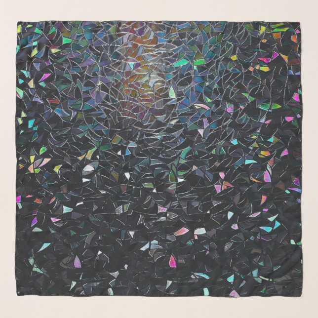 Custom Iridescent Abstract Stained Glass Pattern Scarf (Front)