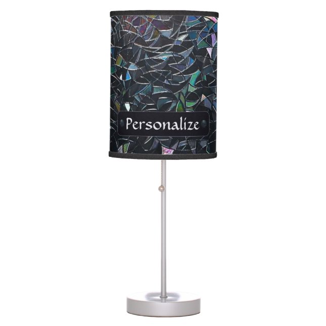 Custom Iridescent Abstract Stained Glass Pattern Table Lamp (Front)