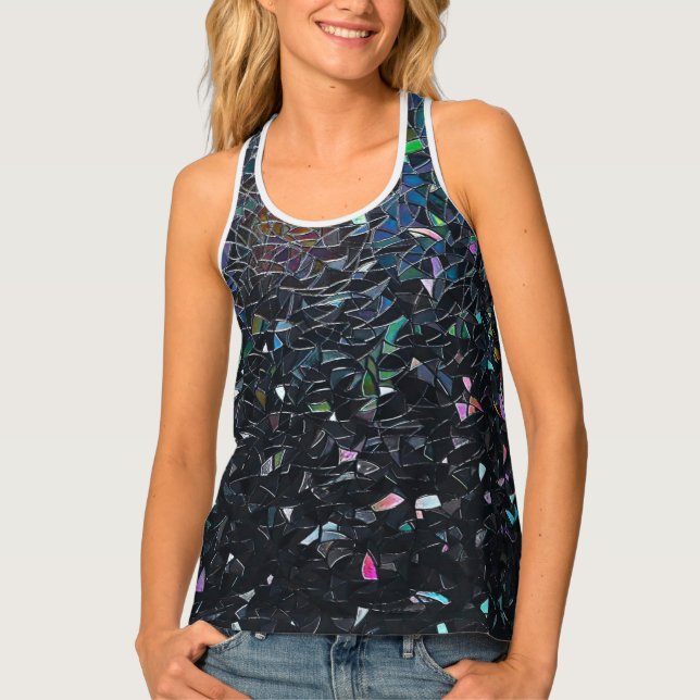 Custom Iridescent Abstract Stained Glass Pattern Tank Top (Front)