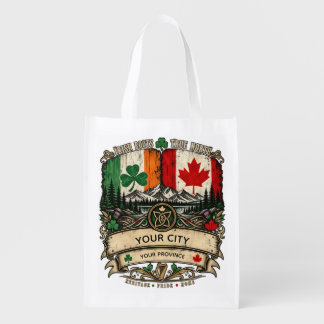 Custom Irish Canadian Flag City Province Heritage Grocery Bag