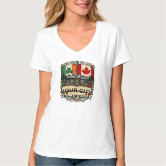 Custom Irish Canadian Flag City Province Heritage T-Shirt