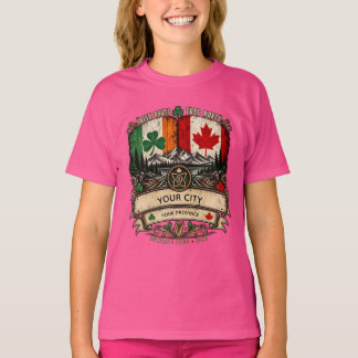 Custom Irish Canadian Flag City Province Heritage T-Shirt