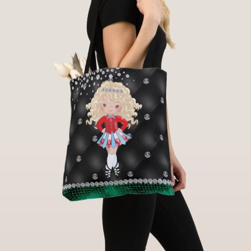 Custom Irish Dance Blond Girl Green Black Tote Bag