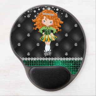 Custom Irish Dance Redhead Girl Green, Black Gel Mouse Pad