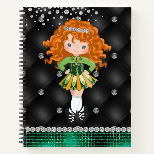 Custom Irish Dance Redhead Girl Green Black Notebook